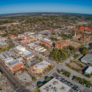 Vista aérea de la ciudad de Huntsville, Texas - seguro de auto barato en Huntsville, Texas.